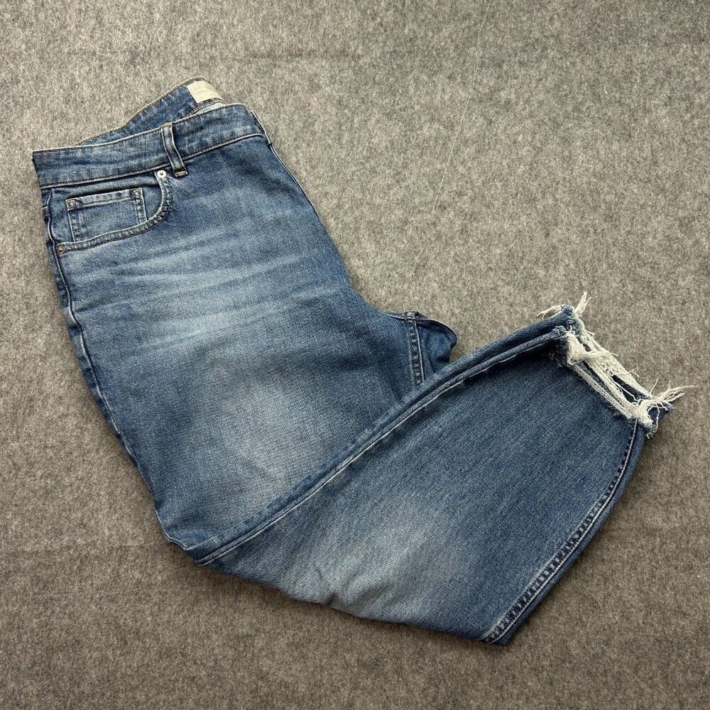 Everlane Curvy Cheeky Jeans Women's Size 34 High Rise Fray Hem Medium Wash Denim